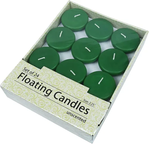 Vista 8 de Zest Candle Velas flotantes de 24 piezas, 2.25 pulgadas, verde cazador