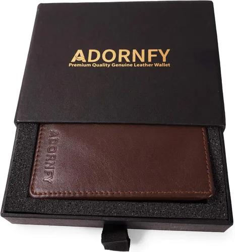 Vista 2 de Cartera de piel de vacuno con bloqueo RFID con capa interior de piel de vaca de primera calidad con doble apertura y soporte para ventana