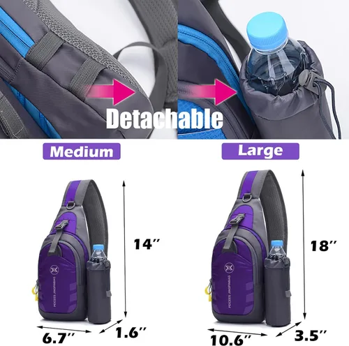 Vista 5 de Peicees - Mochila tipo bandolera para viaje, bicicleta o gimnasio para hombre o mujer