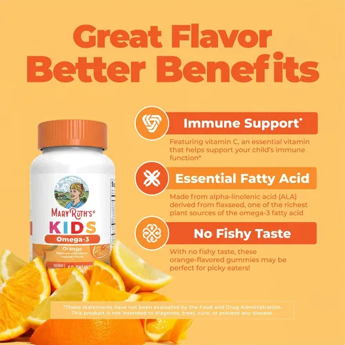 Vista 4 de MaryRuth's - Gomitas veganas Omega 3 para niños a partir de 2 meses Sin azúcar Suplemento Omega 3 con vitamina C, vitamina E, aceite de linaza