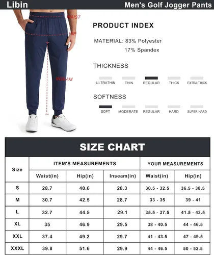 Vista 5 de Libin Men's All Day Comfy Joggers Pants with Zipper Pockets Stretch Sweatpants for Men Golf Athletic Running