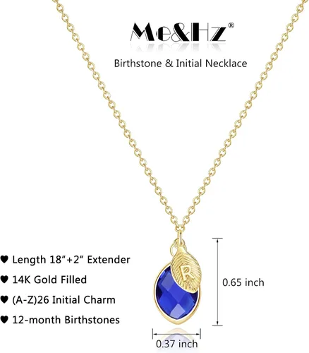 Vista 6 de Me&Hz Initial Birthstone Necklace for Women 14K Gold Filled Small Initial Necklace Crystal Birthstone Pendant Necklace for Girls Teens Mom Dainty