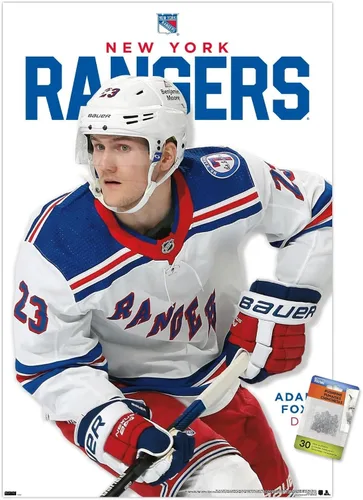 Vista 7 de Trends International NHL New York Rangers - Póster de pared de la serie 23 de Adam Fox, 14.72 x 22.37 pulgadas, paquete de póster premium y alfiler