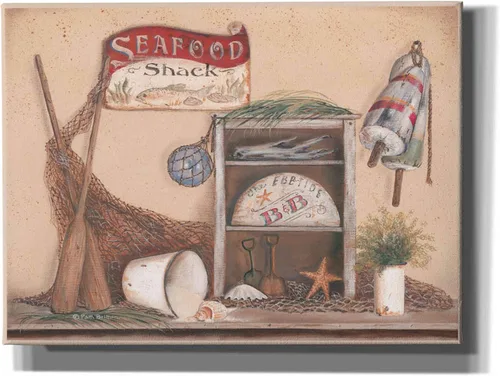 Vista 4 de Epic Graffiti 'Seafood Shack' por Pam Britton, arte de pared en lienzo, 16 x 12 pulgadas