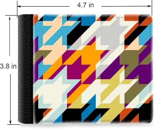 Vista 2 de Unique Desige Pattern - Rainbow color geometric classic Hounds-tooth, Slim Front Pocket Wallet Billfold RFID Blocking