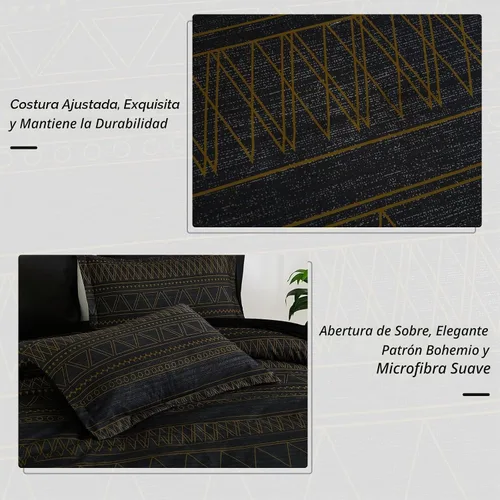 Vista 6 de WONGS BEDDING Juego de edredón Queen, rayas geométricas de oro negro Negro dorado