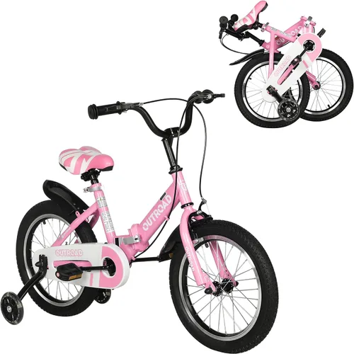 Vista 13 de SUNCROWN Kids Bike, 14 16 18 Inch Children Bicycle, Foldable Toddler Bike for Boys & Girls Age 3-10 Years with Flash Lighting Training Wheel