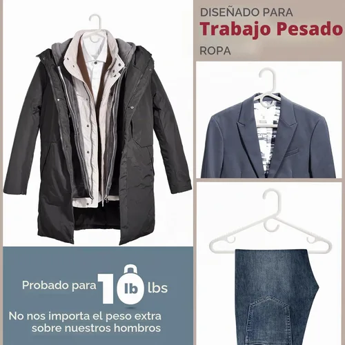 Vista 5 de Amber Home Paquete de 36 perchas de plástico resistente, colgador de ropa