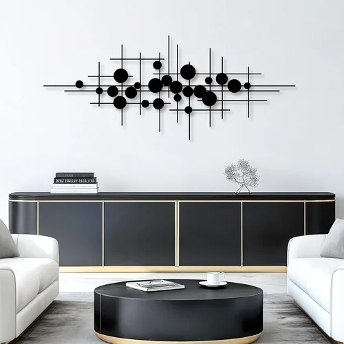Vista 2 de Arte de pared de metal geométrico, arte de pared de metal moderno de mediados de siglo, arte abstracto de pared de metal, escultura de pared