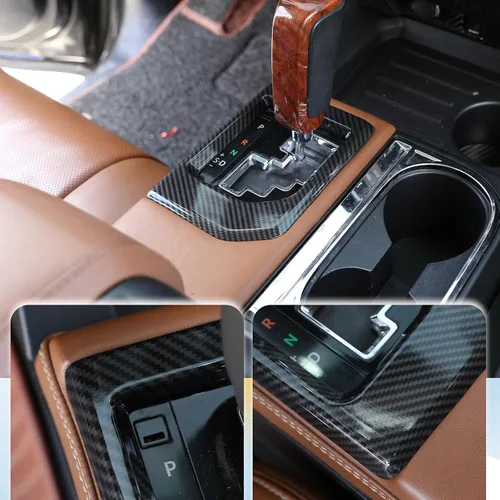 Vista 5 de Compatible con Toyota Tundra 2014-2021 ABS Consola Central Cambio Panel Marco Embellecedor Accesorios de Auto (Estilo Fibra de Carbono)