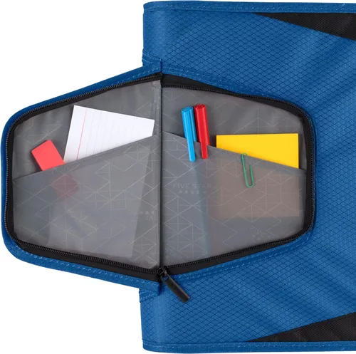 Vista 2 de Five Star - Carpeta con cierre de cremallera de 1-1/2 pulgadas, con 3 argollas, archivador expandible de 3 bolsillos, duradera, color azul (72202)