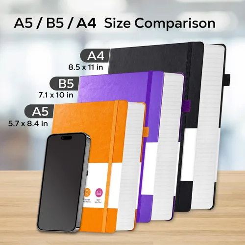 Vista 5 de FOCUS DAY Cuaderno de tapa dura 8.5 x 11, cuaderno de 320 páginas tamaño A4 grande para la universidad con líneas para la escuela y el trabajo, gran