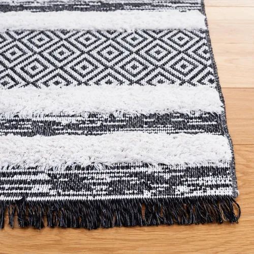 Vista 5 de SAFAVIEH Augustine Collection - Alfombra de pasillo de 2 x 9 pies, diseño de algodón rústico marroquí con flecos, fácil cuidado, ideal para zonas