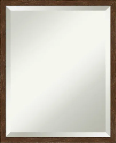Vista 23 de Amanti Art Espejo de pared marrón de 26 x 22 pulgadas, espejo rectangular de baño de Alejandría marrón rústico para decoración de pared, sala