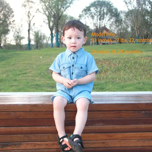 Vista 3 de YJ Back Home Baby Boy Jeans Mameluco infantil de algodón y mezclilla