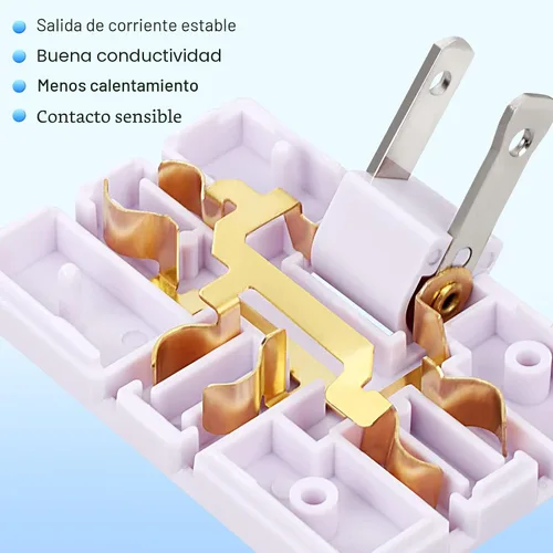 Vista 5 de Paquete de 3 extensores de toma de corriente de pared plana de CA, adaptador de enchufe plano, adaptador de pared plegable de 3 vías, enchufe Blanco