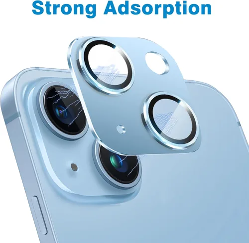 Vista 4 de Protector de lente de cámara compatible con iPhone 15 y 15 Plus, protector de pantalla de vidrio templado antiarañazos, a prueba de golpes, funda