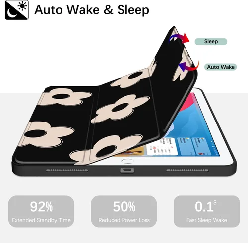 Vista 6 de Funda para iPad de 6ª/5ª generación de 9.7 pulgadas (2018/2017), iPad Air 2 y 1 (2014/2013), funda protectora con soporte para lápices, funda