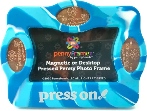 Vista 4 de Pennybandz Pennyframez - Marco magnético para fotos de escritorio con capacidad para fotos de 3 x 2 pulgadas y tres de tus centavos prensados