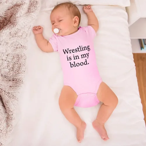 Vista 4 de Body de bebé personalizado personalizado lucha libre está en mi sangre deporte nombre algodón