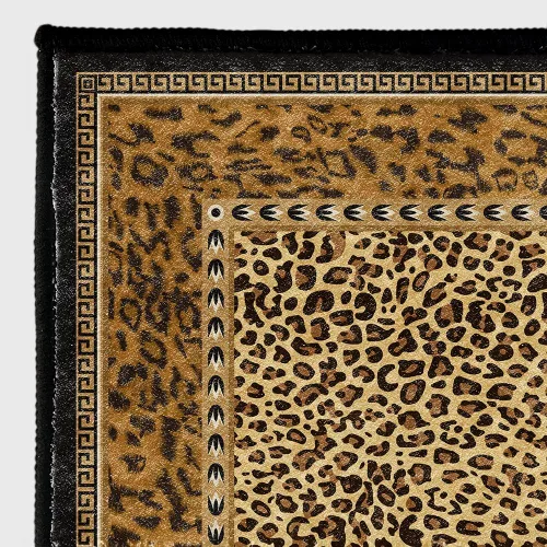 Vista 4 de [Usado] Alfombra de Área con Estampado de Leopardo Marrón de Lujo con Estampado de Guepardo Animal Alfombras Suaves Cómodas Lavables Tapetes de Piso