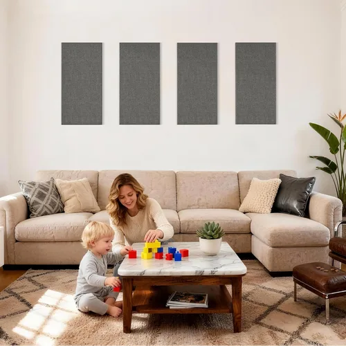 Vista 2 de 4PCS Acoustic Panels, 24"x12" Fabric Acoustic Panels for Walls, Self-Adhesive Sound Absorbing Panels for Home, Office, Studios (Dark Grey)