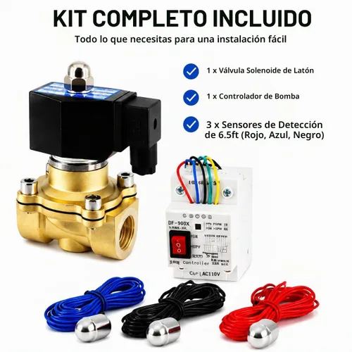 Vista 6 de Válvula de flotador solenoide de latón AC110V, control automático