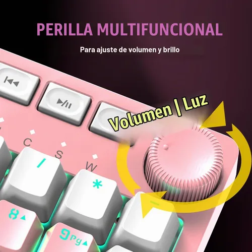 Vista 4 de FOXXRAY HKM-95 Teclado mecánico con cable para juegos, retroiluminado RGB de tamaño completo con perilla de control de medios, interruptores azules
