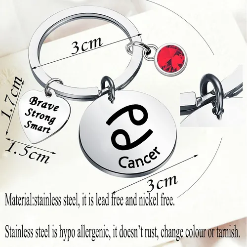 Vista 5 de bobauna Llavero de disco de constelación del zodiaco con 12 piedras natales, horóscopo, joyería de astrología, regalo para familiares y amigos