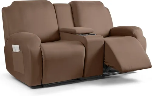 Vista 22 de TAOCOCO Sofá reclinable con funda de consola central, 4 piezas de tela de poliéster elástica, protector de muebles suave y lavable