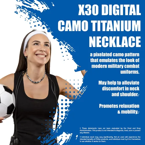 Vista 2 de Phiten Collar de titanio de camuflaje digital