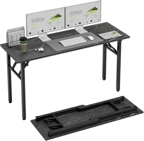 Vista 29 de TEMI Mesa de Computadora Pequeña Mesa Plegable - Escritorio de Oficina Plegable de 35.8", Sin Ensamblaje, Perfecto para Espacios Pequeños