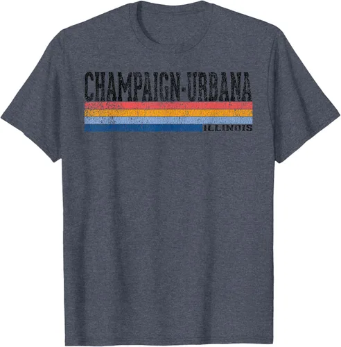 Vista 90 de clásico 1980s estilo champaign-urbana Illinois T Shirt, hombre 2XL, Blanco