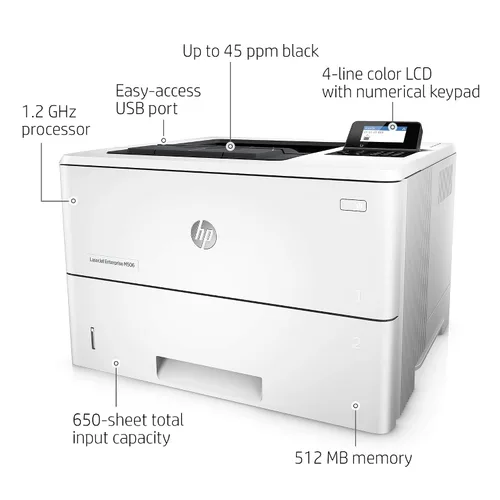 Vista 2 de HP Laserjet Enterprise M506n Impresora láser con Ethernet incorporado (F2A68A) (renovada)