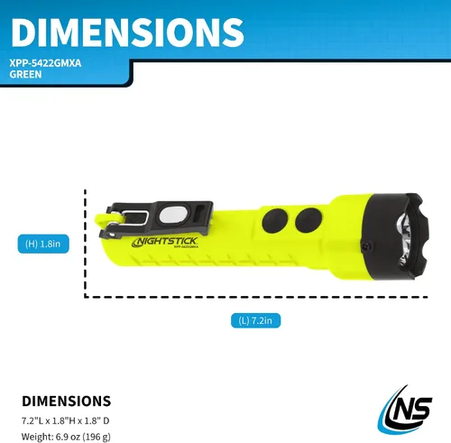 Vista 7 de Nightstick XPP-5422GMXA Linterna de doble luz intrínsecamente segura con imanes - 3 AA (no incluidos) - Verde - ATEX