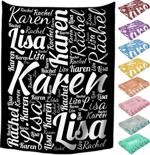 Vista 37 de Manta personalizada con nombre, mantas de franela personalizadas para bebés, niños y adultos con nombre, regalo de Navidad, cumpleaños, día de San