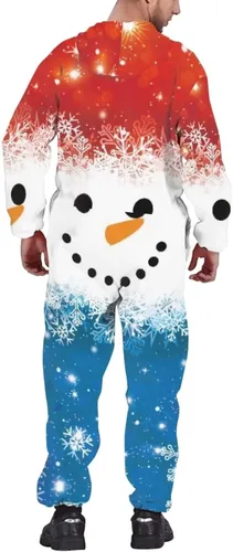 Vista 2 de AFPANQZ Enterizo unisex ajustado con capucha para el hogar, pijama con bolsillo frontal con capucha, talla S-4XL