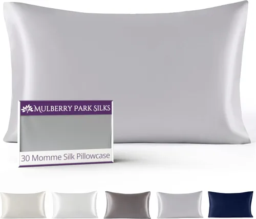 Vista 8 de Mulberry Park - Funda de almohada de seda de morera 100 % pura, 30 momme, tejido Charmeuse de lujo para cabello y piel, funda de almohada de seda
