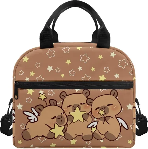Vista 18 de doginthehole Bolsa de almuerzo de noche estrellada para mujeres y niñas, bolsa de almuerzo con correa ajustable para el hombro con estampado