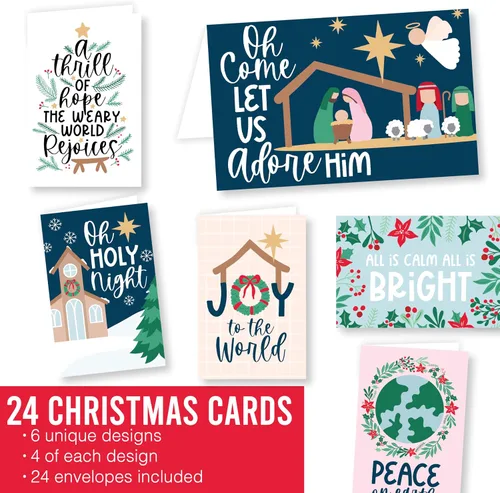 Vista 5 de Hadley Designs Tarjetas de Navidad Cristianas Con Sobres Religiosos – 24 Tarjetas de Navidad Religiosas en Blanco de la Natividad con Jesús