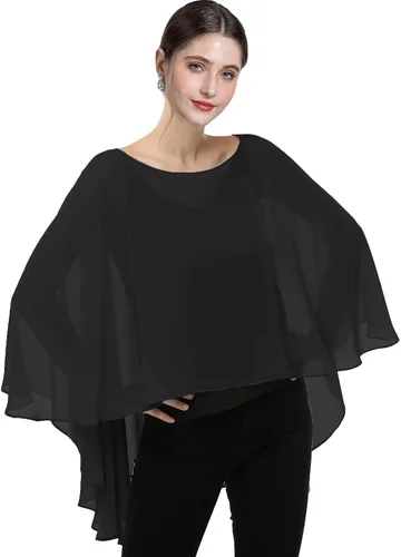 Vista 4 de Baoqiya Capa de gasa transparente capelets larga poncho para mujer talla grande