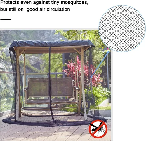Vista 4 de Mosquitera para patio, pantalla de malla de poliéster con apertura de cremallera y techo impermeable, cortina de red rectangular