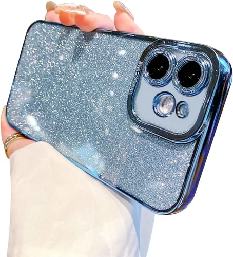 Vista 25 de Funda compatible con iPhone 11 Pro con purpurina, de lujo, linda, flexible, cubierta chapada, protección de cámara, a prueba de golpes, funda
