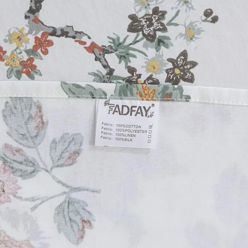 Vista 8 de FADFAY Elegante juego de sábanas con estampado de pájaros beige desgastado, 100% algodón, ultra suave, para niñas, con bolsillo profundo, 4 piezas