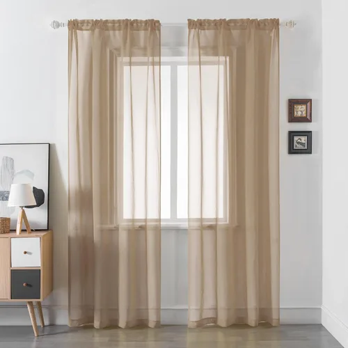 Vista 11 de DUALIFE - Cortinas transparentes de 54 pulgadas de largo, paneles de privacidad de gasa para ventanas, cortinas de lino semitransparentes