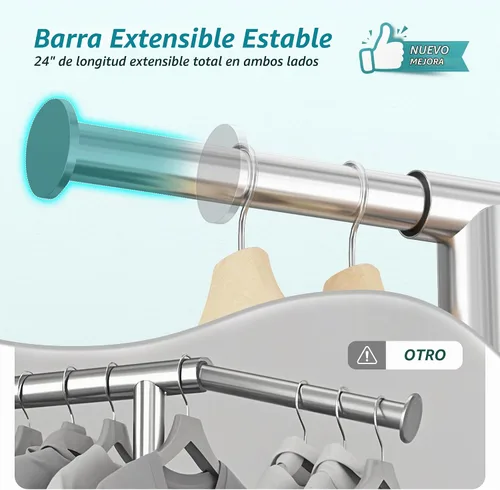 Vista 5 de Raybee Perchero para Ropa Resistente 200+LBS, Percheros para Colgar Ropa, Perchero de Metal con Ruedas, Perchero Comercial para Prendas Rodante Negro