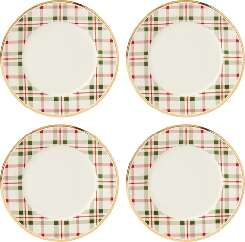 Vista 5 de Lenox 894964 Holiday Plaid Accent Plates, juego de 4, rojo y verde, vajilla de Navidad, entretenimiento Porcelana, apto para lavavajillas. También