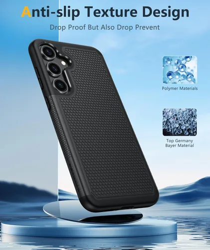 Vista 5 de FNTCASE Funda para Samsung Galaxy S25-Plus: S24-Plus de doble capa Negro
