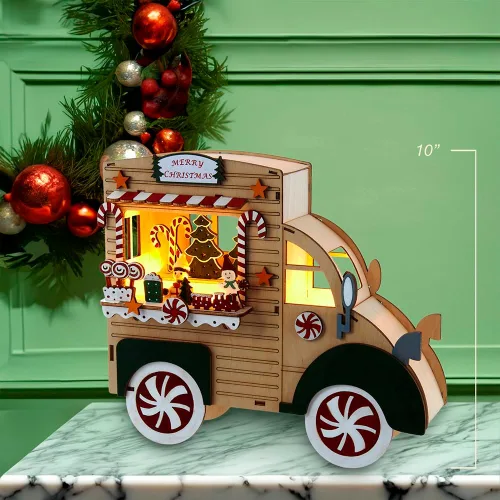 Vista 8 de Camión de jengibre de Feliz Navidad con pilas de 10 pulgadas