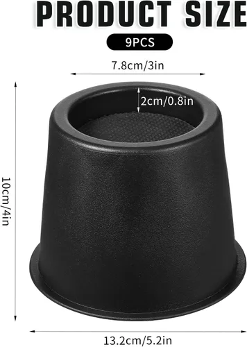 Vista 2 de Paquete de 9 elevadores de muebles de 4 pulgadas, elevadores de cama de 4 pulgadas, resistentes con almohadillas antideslizantes, soporta 1500
